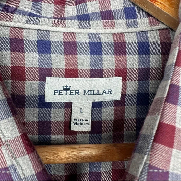 Peter Millar Dunbritton Cotton Sport Shirt in British Grey Size Large - Picture 7 of 9